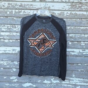 🌟 American Fighter Charcoal and Black Graphic Tee Size Medium